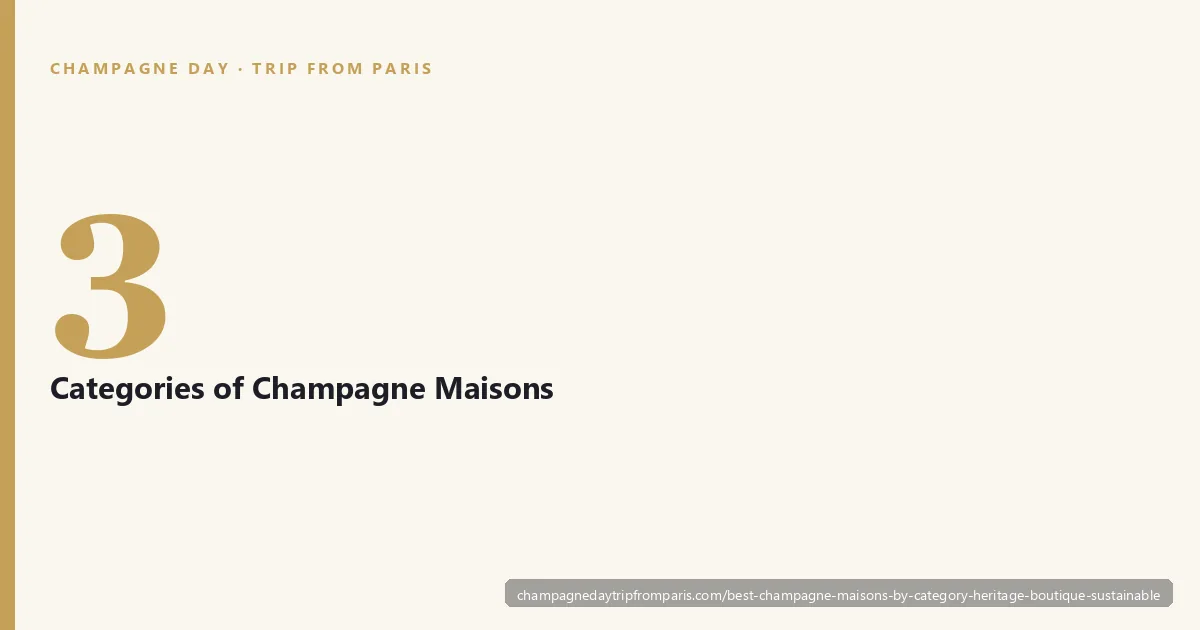 Three categories of Champagne Maisons — heritage grandes marques like Moët and Veuve Clicquot, boutique houses like Pol Roger and Salon, and the sustainability-leading producers like Telmont, Larmandier-Bernier and Louis Roederer
